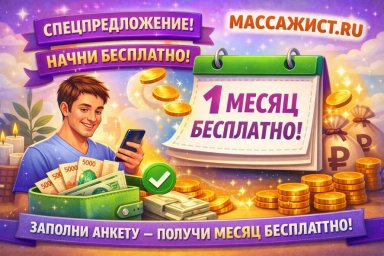 Зарегистрируйтесь и рекламируйте массаж в Москве целый месяц бесплатно с МАССАЖИСТ.РУ Зарегистрируйтесь и рекламируйте массаж в Москве целый месяц бесплатно с МАССАЖИСТ.РУ